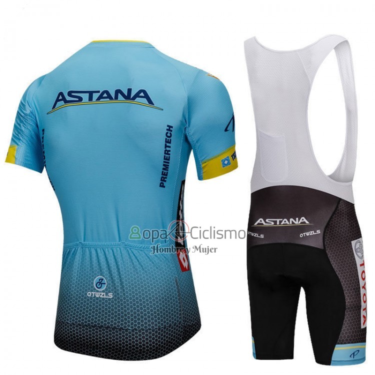 Astana Ropa Ciclismo Culotte Corto 2018 Mangas Cortas Azul